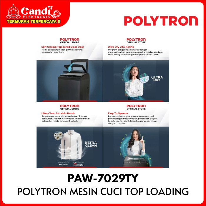 Polytron  Washing Machine Top Loading